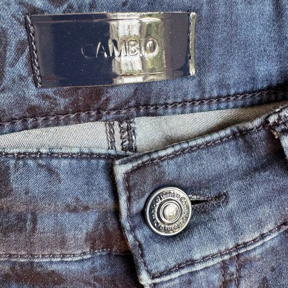 Cambio Tie-Dye Wash Slim Pants Size 10 Blue Stretch Cotton Designer Jeans - Picture 3 of 12